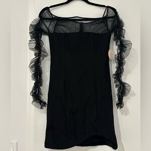 Camila Coelho Black Ruffled Long Sleeve Dress